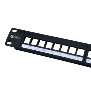 24 Port Blank Keystone Patch Panel Unshielded – 1U Rack Mount, Unloaded