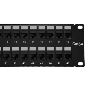 Cat6a 48 Port Patch Panel Horizontal Rack Mount
