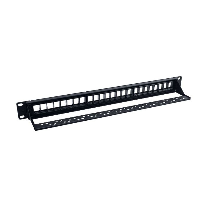1U 24-Port Blank Keystone Patch Panel With Cable Management Su